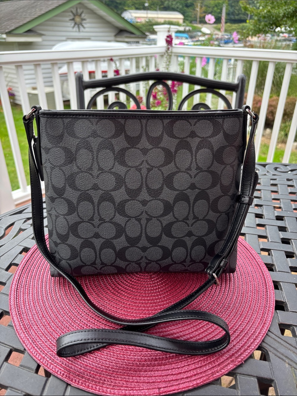 Coach Black Signature File Crossbody Bag new with tags - Picture 2 of 5